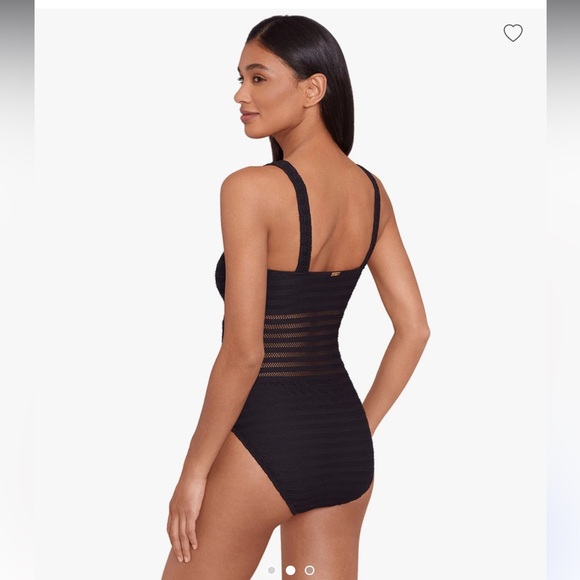 NWT Ralph‎ Lauren Women’s Ottoman Mesh Square Neck One Piece Swimsuit. Black 14 - Picture 3 of 8